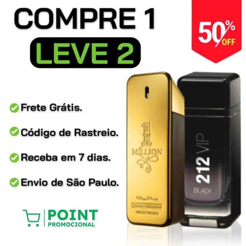 Combo 2 Perfumes Masculinos Importados (100ml) - 1 million, 212 vip [QUEIMA DE ESTOQUE] - Point Promocional