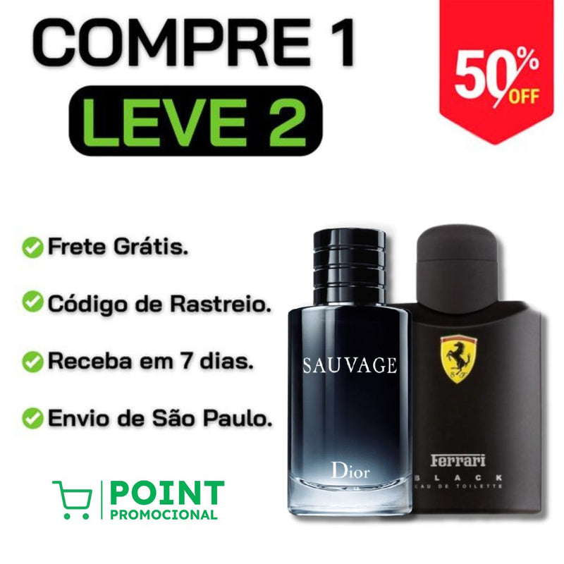 Combo 2 Perfumes Masculinos Importados (100ml) - Dior Sauvage, Ferrari Black [QUEIMA DE ESTOQUE]